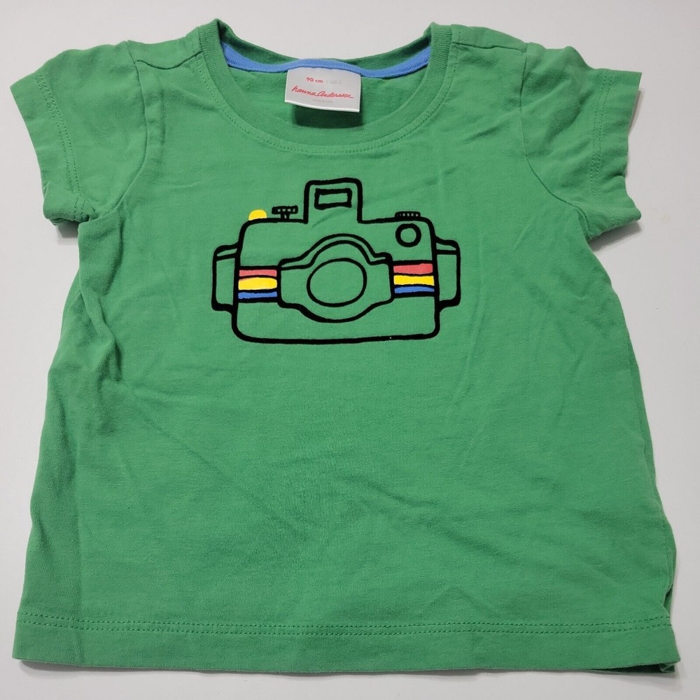 Hanna Andersson Shirt Boys 3 Top Green Camera Cotton Comfort Stretch Graphic Tee